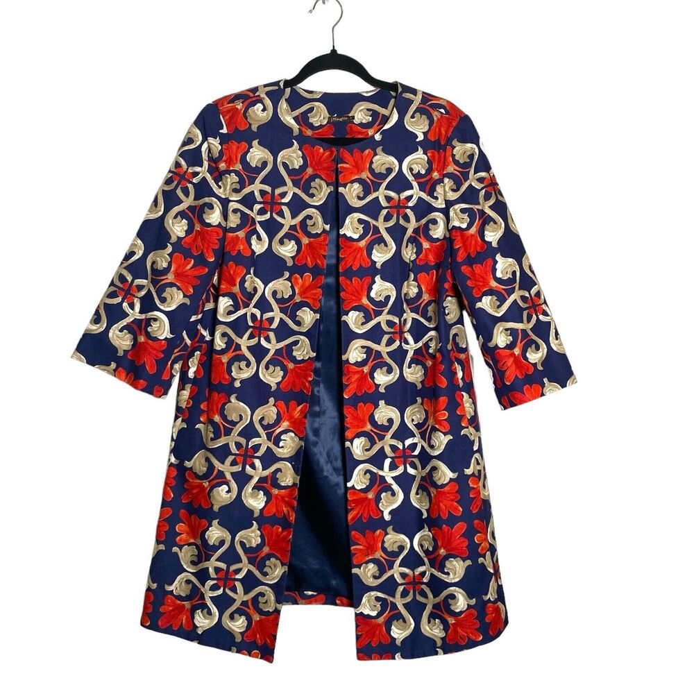 J. McLaughlin Sussex Midi Lined Jacket 100% Cotton Women’s Sz Small Floral